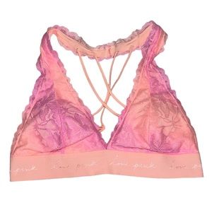 Pink Victoria’s Secret Brallette Ombré Orange and Pink Lace Bra Size S